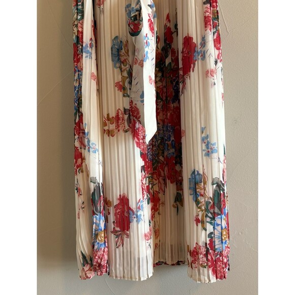 For Cynthia Cream & Floral Pleated Sleeveless Midi Tank Dress Lined NEW SZ 2X‎ - Picture 5 of 11
